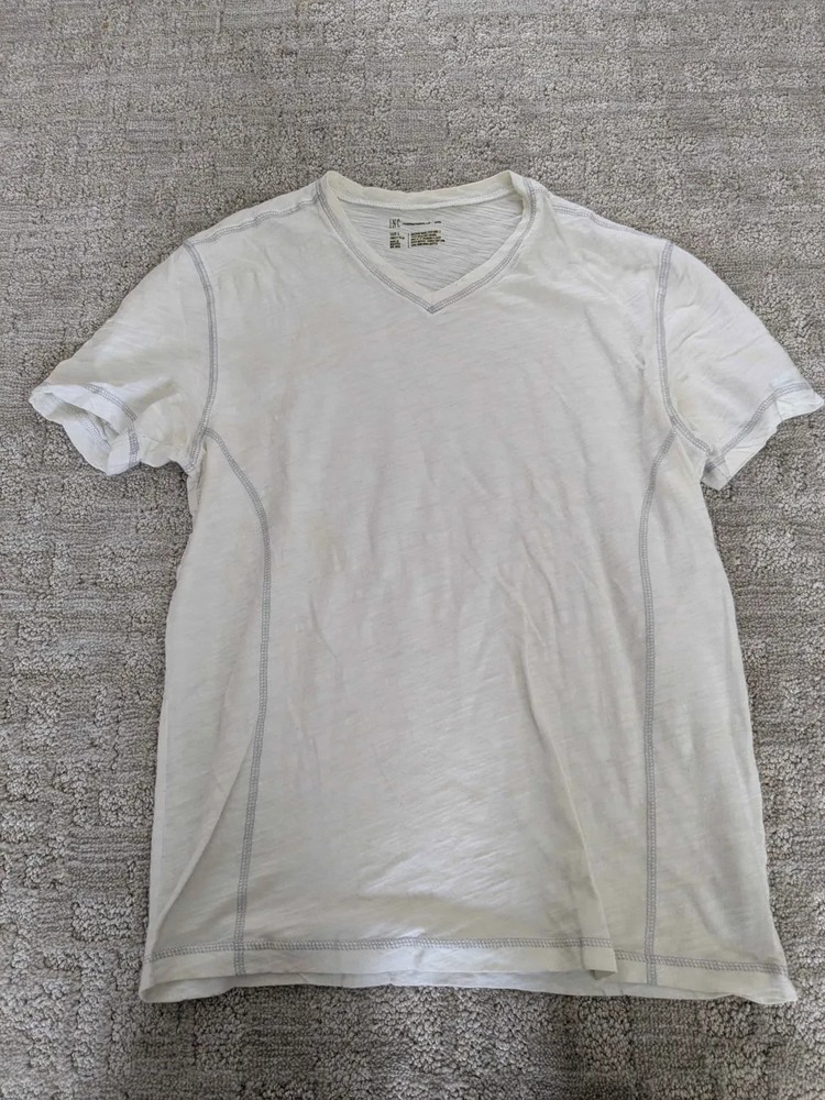 INC International Concept Men White Short Sleeve Golf V Neck T Shirt Size: Small