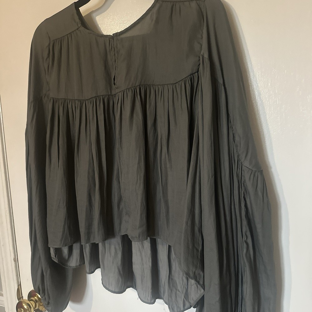 Mustard Seed Womens Gray Brown Dolman Sleeve Peplum Blouse Top Size S