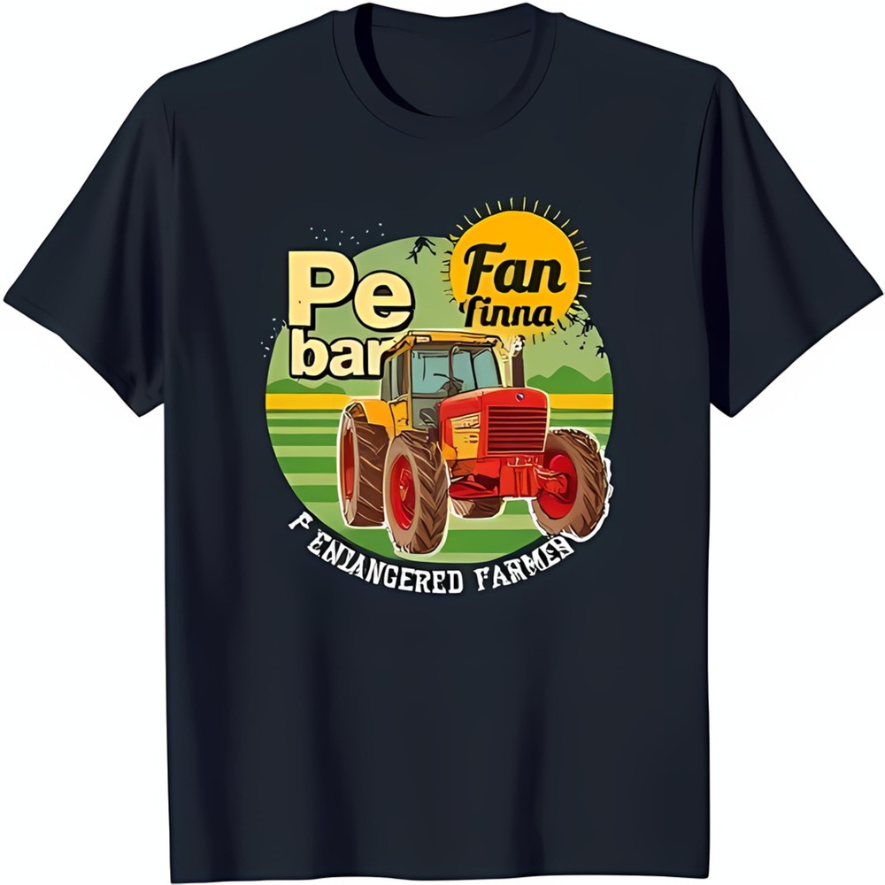 Vintage Red Tractor Graphic T-Shirt 'Endangered Farmers' Design on Dark