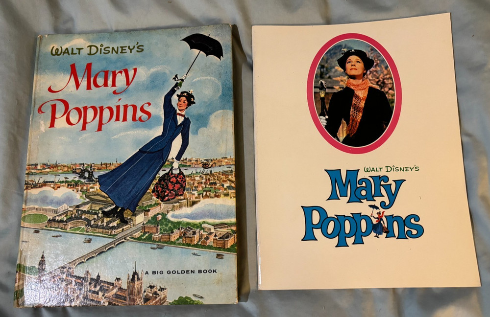 Walt Disney's Mary Poppins - 2 Golden Press editions 1964 VG Julie Andrews