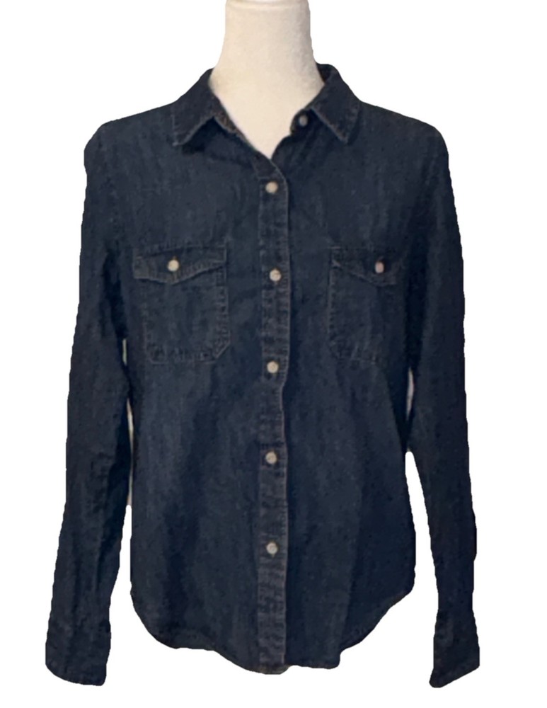 Universal Thread 100% Cotton Blue Denim Button-Up Shirt Women’s Medium Collared