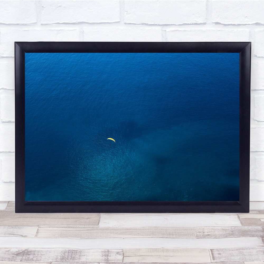 Aerial Paraglider Adventure Ocean Sea Blue Wall Art Print