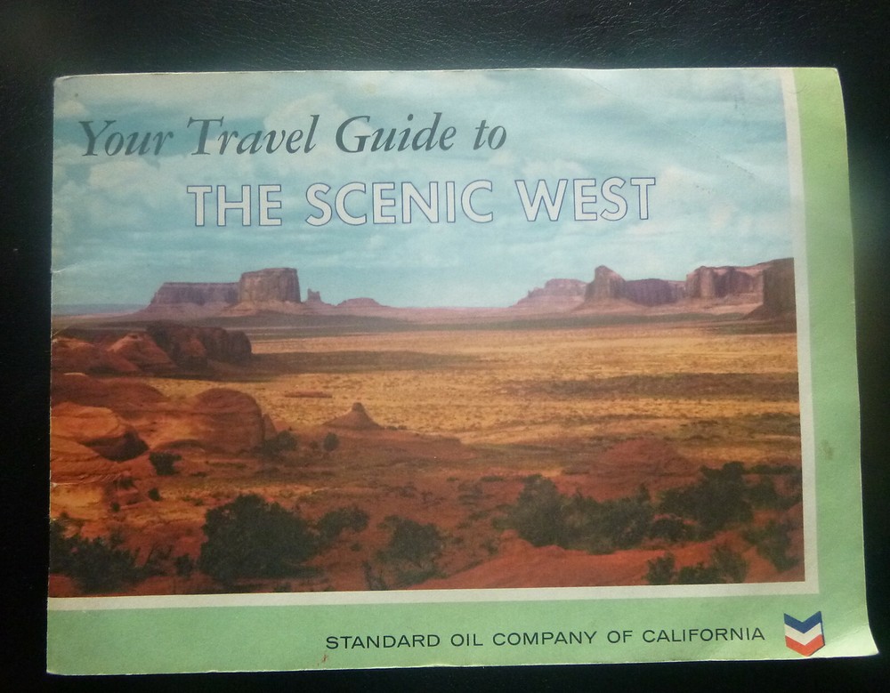 1959 Secenic West guide  road map Chevron map gas California Texas Montana Utah