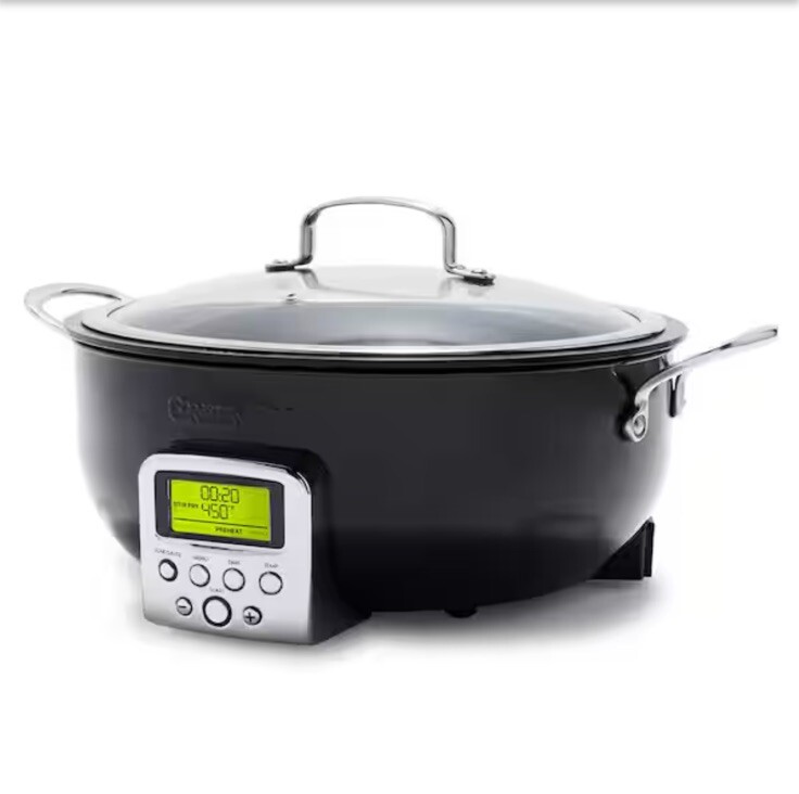 GreenPan Elite Essential Smart Electric 6 QT Skillet Pot - Sear, Saute, Cook