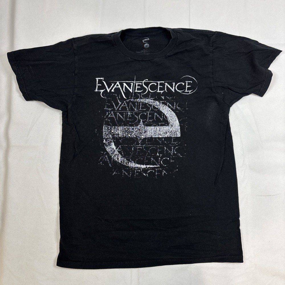 Evanescence T Shirt Men’s Medium Black Band Shirt E Logo Graphic Short Sleeve