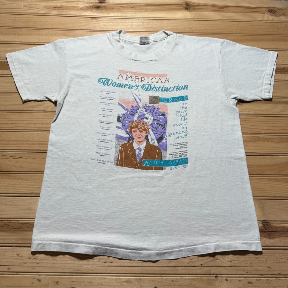 Vintage 90s American Women of Distinction Amelia Earhart Single Stitch Shirt XL