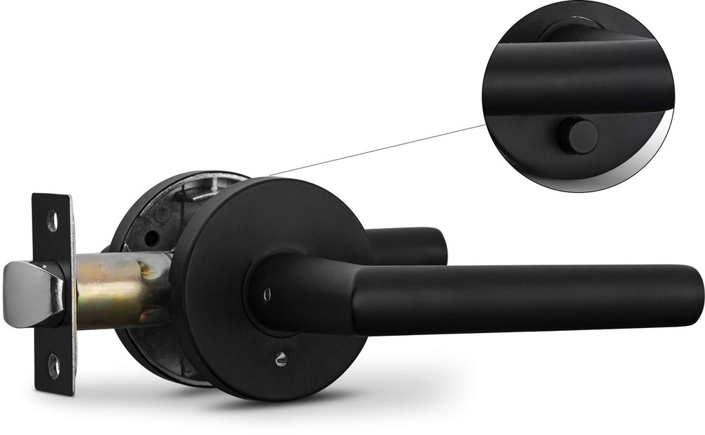 Privacy Lever Door Handle Sleek Round Easy to Open Locking Lever Set [for Bed...