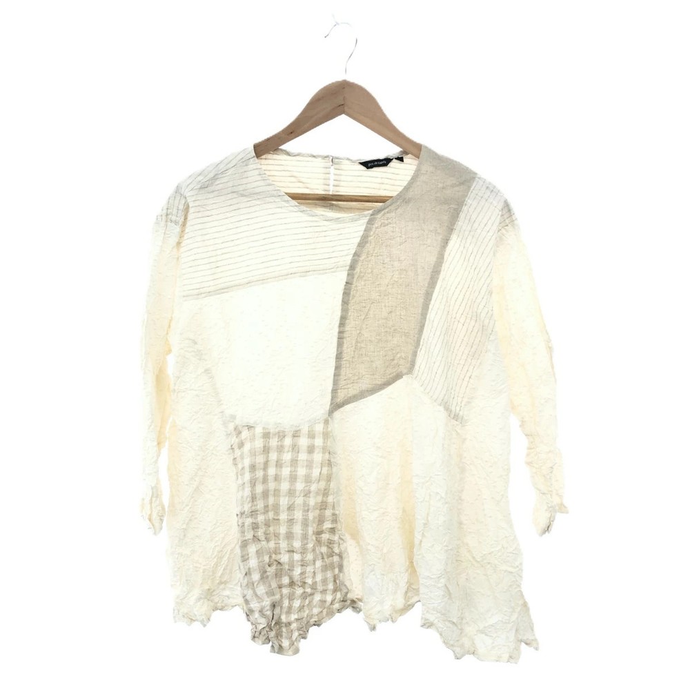 Pas de Calais Long Sleeve Blouse Size 36 Beige Linen Blend Women’s