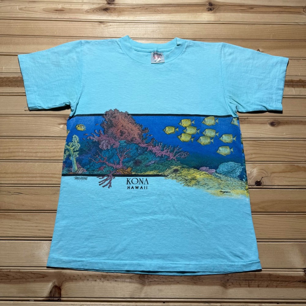 Vintage 80s 1988 Kona Hawaii Underwater Ocean Fish Coral T-Shirt USA Made Medium