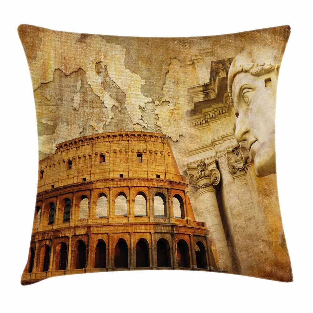 Retro Roman Empire Design 24-Inch Square Pillow Case Cover
