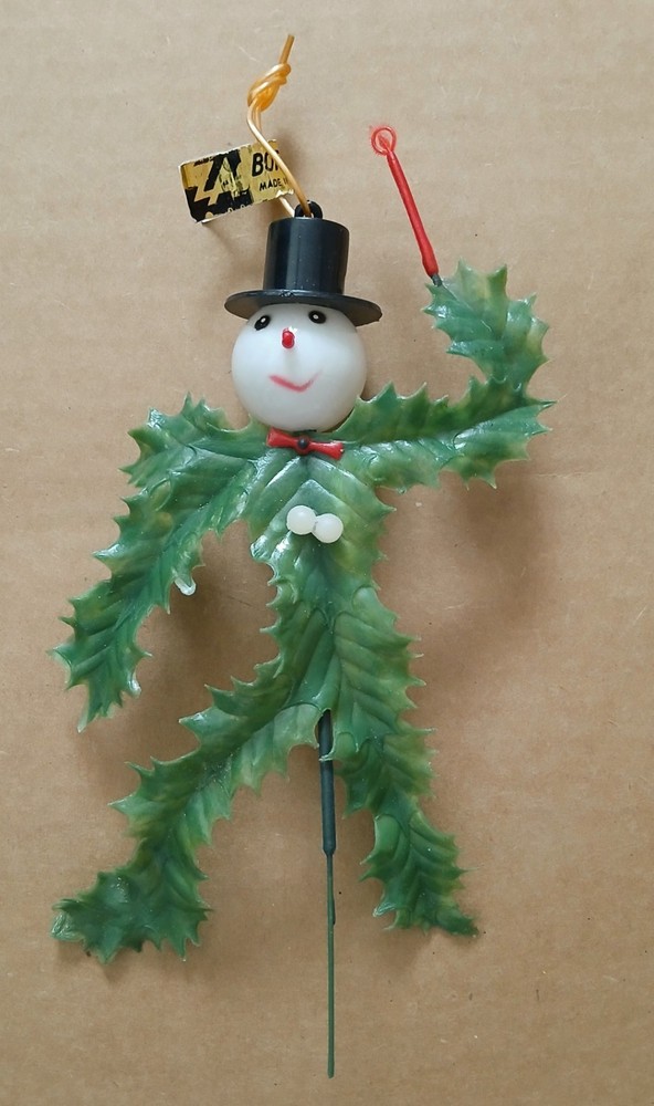 Vintage, MCM Christmas Hong Kong, Snowman Pick / Ornament c1950's Xmas