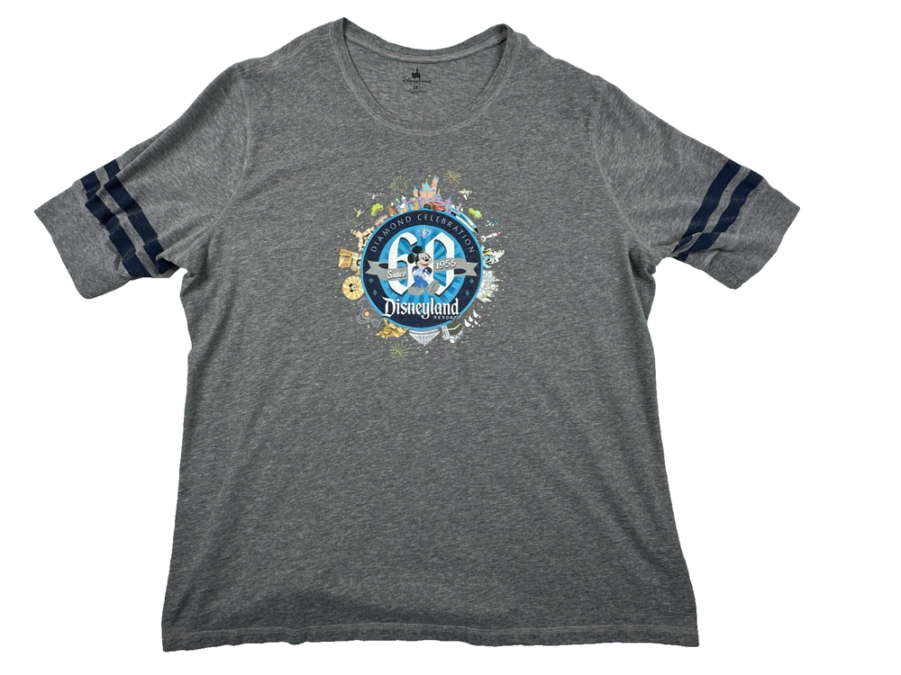 Disney Parks Mickey Mouse Diamond Celebration Gray T-Shirt. Women's Size 2X