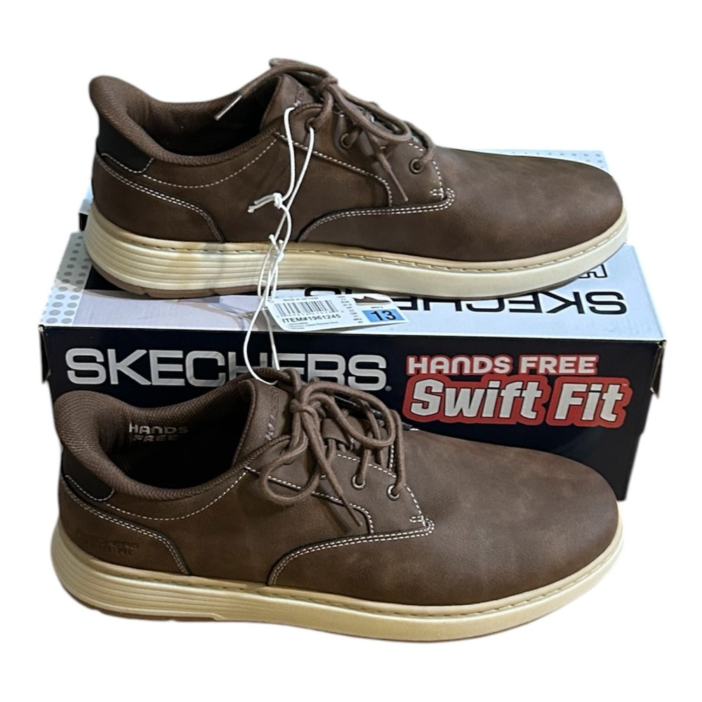 Skechers Men's Hands Free Swift Fit Memory Foam Casual Brown Shoes Size 13