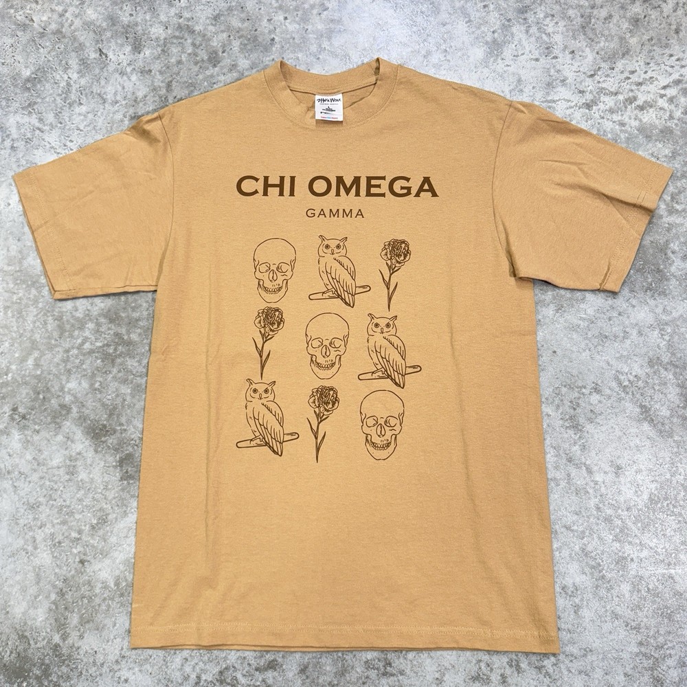 Chi Omega Gamma shirt Adult Large Sorority Beige graphic tee college Shaka Wear