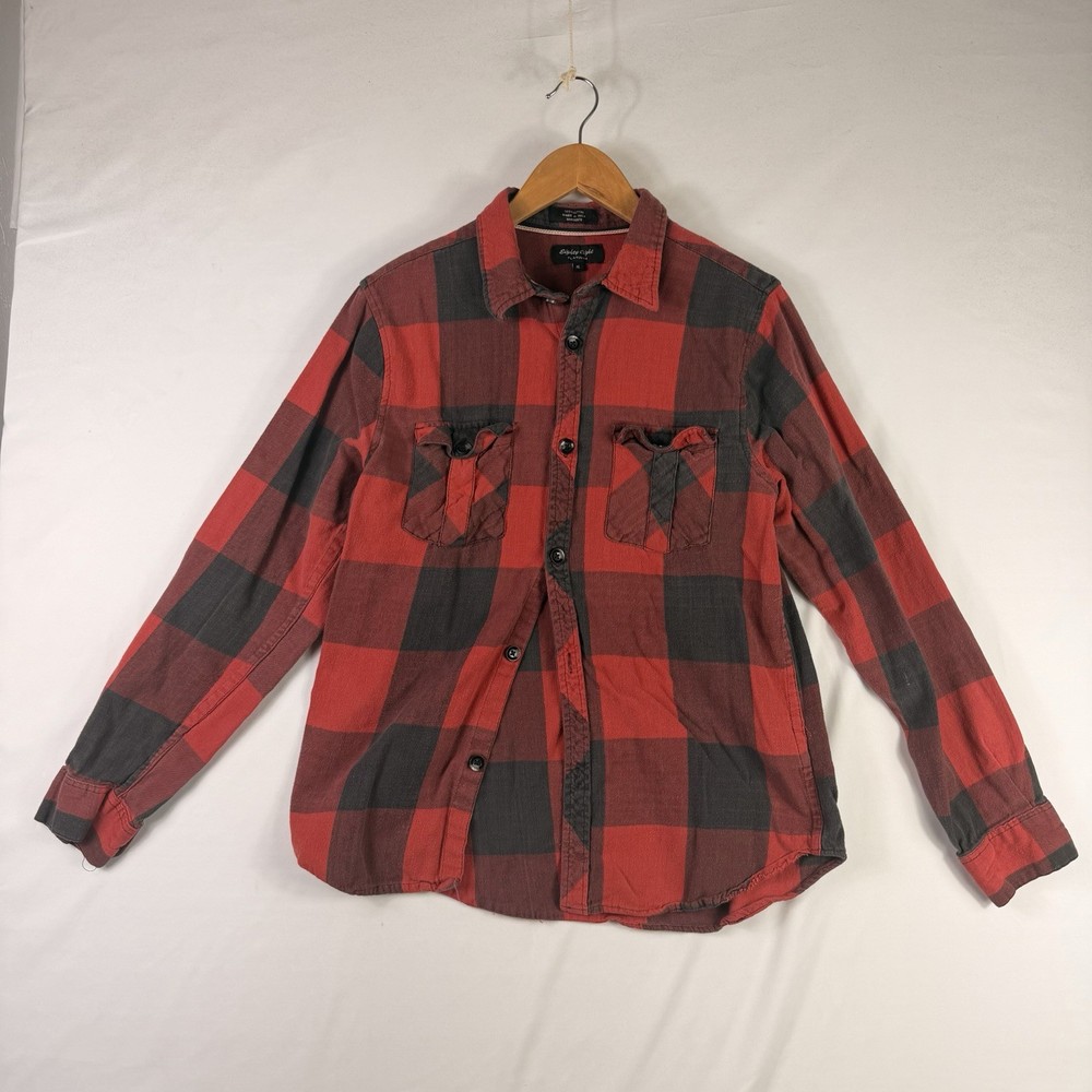 Eighty Eight Platinum Youth Flannel Shirt XL Red Black Buffalo Plaid Button Up