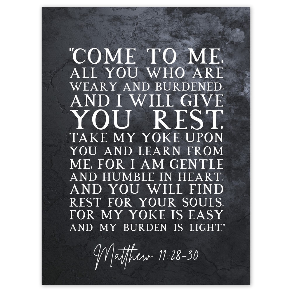 Matthew 11 28-30 Come to Me Framed Bible Verse Art 18X24 Weary Soul Rest Scripture Wall Decor