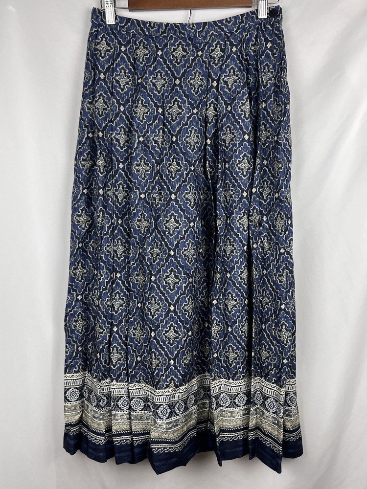 Vintage 90s Pendleton Blue Maxi Skirt Size 10 Made in USA Boho Lagenlook EUC