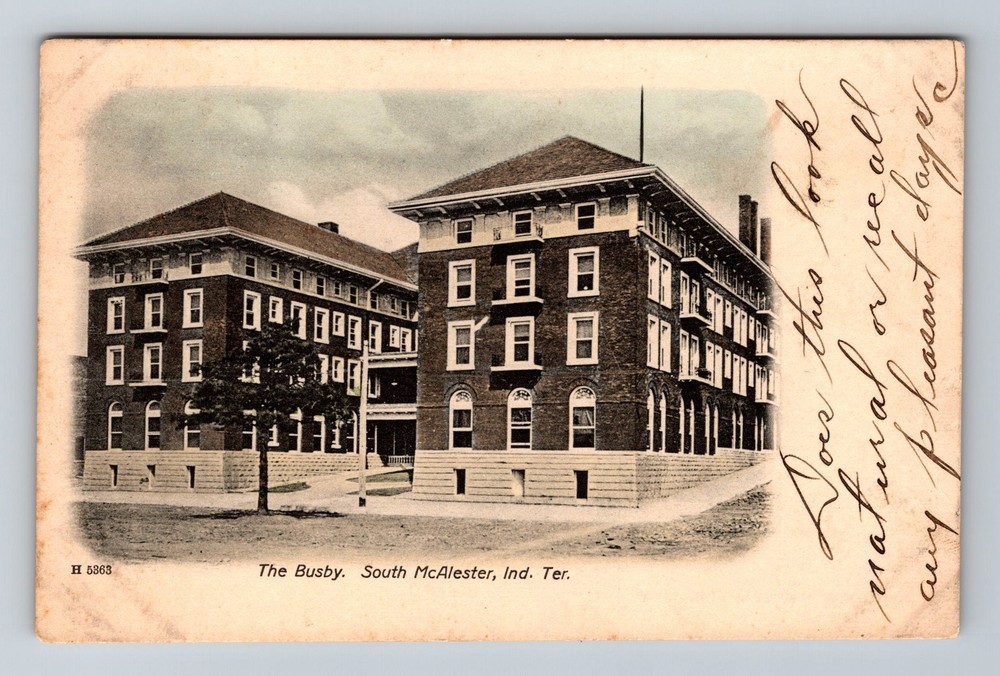 South McAlester, OK-Oklahoma, Busby Building Street View Vintage c1910 Postcard