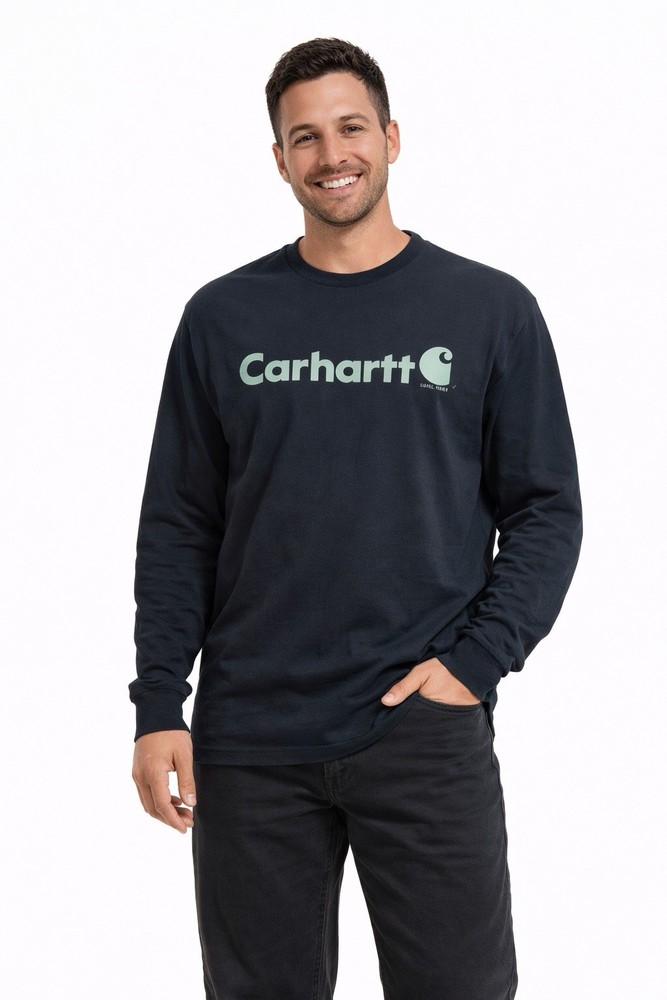 Carhartt Men's Loose Fit Heavyweight Long Sleeve Graphic Logo T-Shirt Black