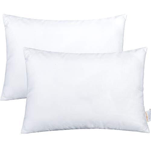 2 Pack Cotton Down Alternative 13x18 Pillows, Machine Washable - Soft and Bre...