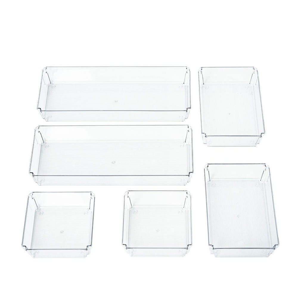6 Pack Large Clear Plastic Drawer Organizer Trays, Acrylic Drawer Organizers ...