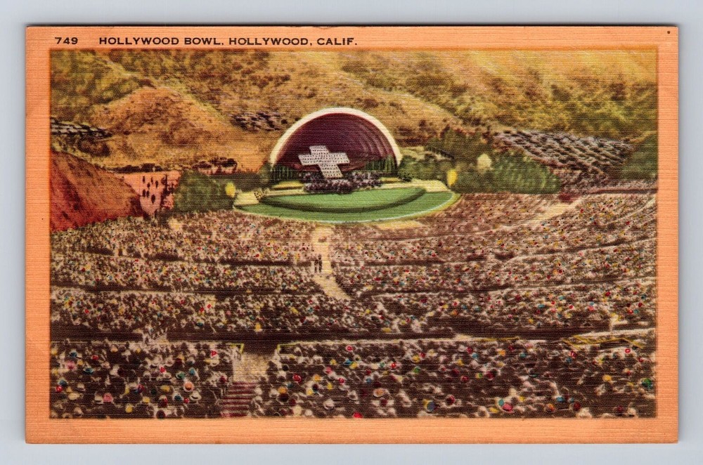 Hollywood CA-California, Hollywood Bowl, Crowd, Antique, Vintage Postcard