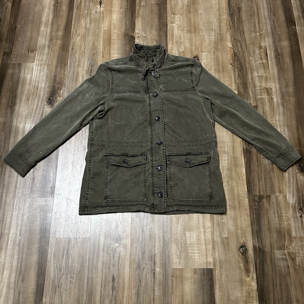 Vintage Lucky Brand Womens Button Up Jacket Sz XL Military Green Barn Canvas