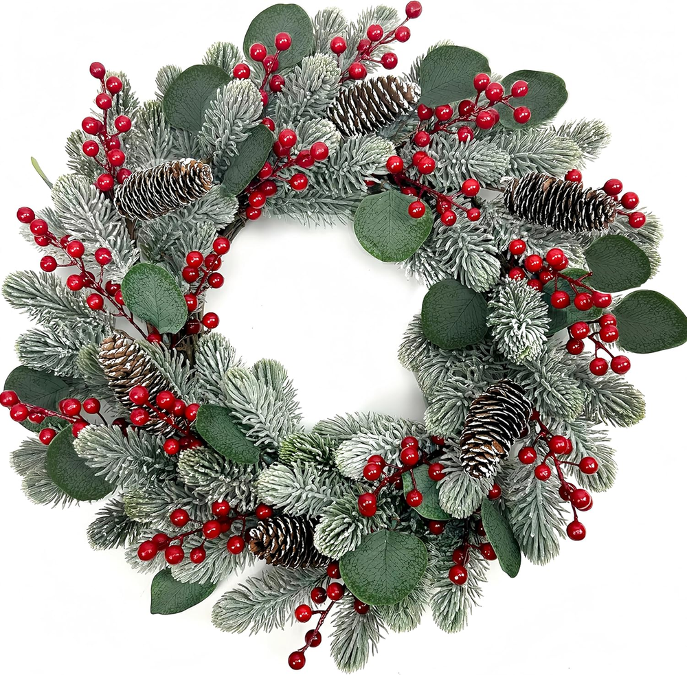 Artificial Christmas Wreath 20 Inch Christmas Wreaths for Front Door Winter Wrea