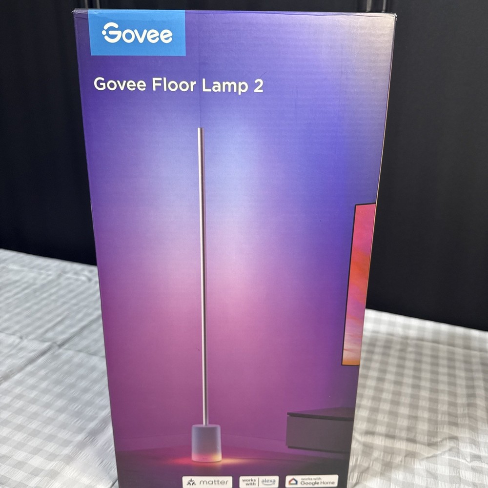 Govee Floor Lamp 2, 55”-65” RGBICWW Wi-Fi LED Corner Lamp, White, H607C, New