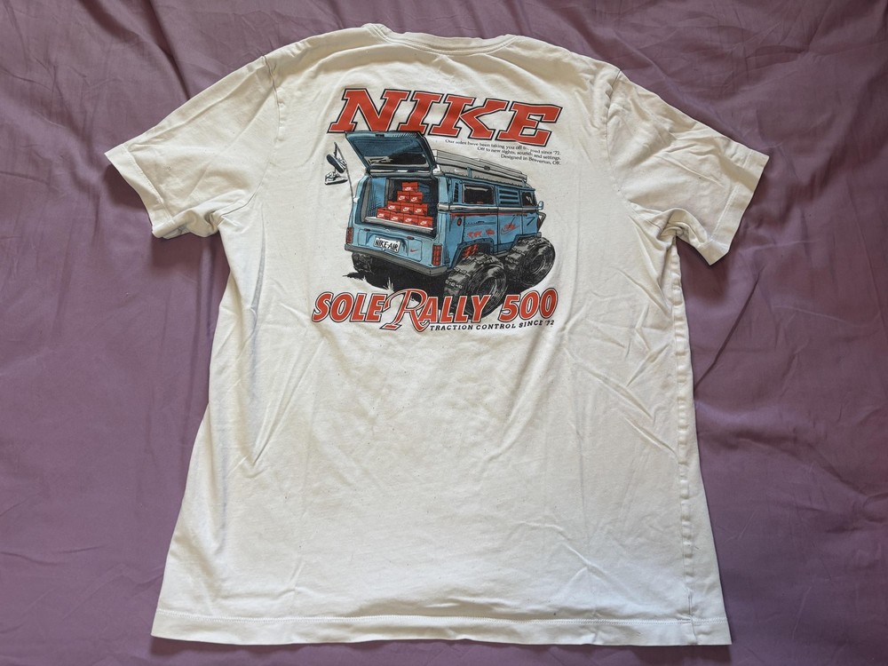 Nike Sole Rally 500 Shirt Mens Small White Offroad Forward Motion Graphic Tee