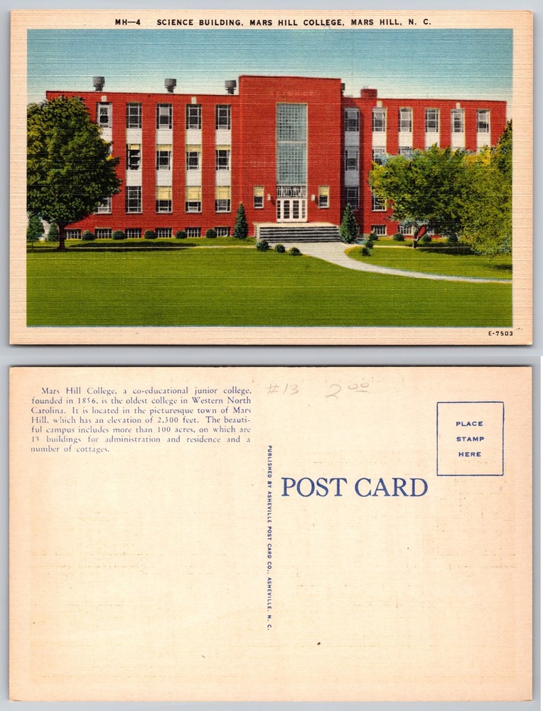 Science Building Mars Hill College Mars Hill NC Postcard