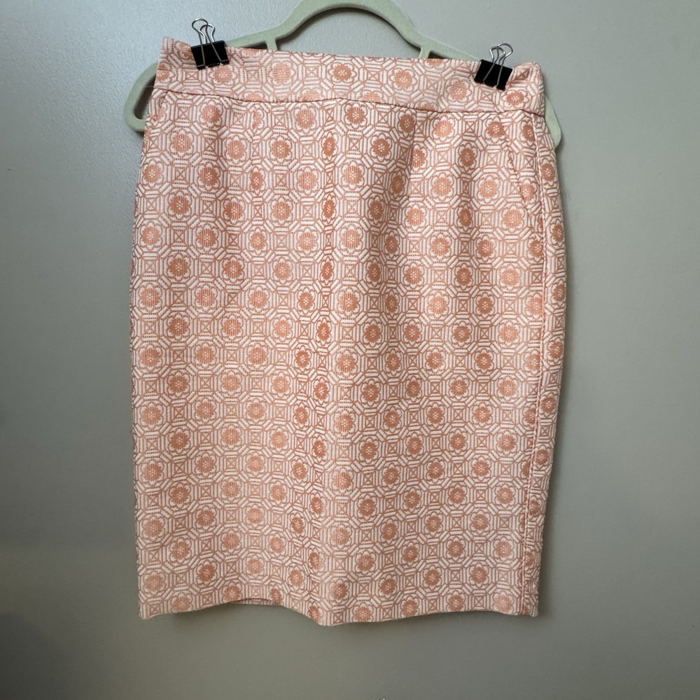 Banana Republic Size 4 Pencil Skirt Floral Jacquard  NWT Sunset Glow Orange