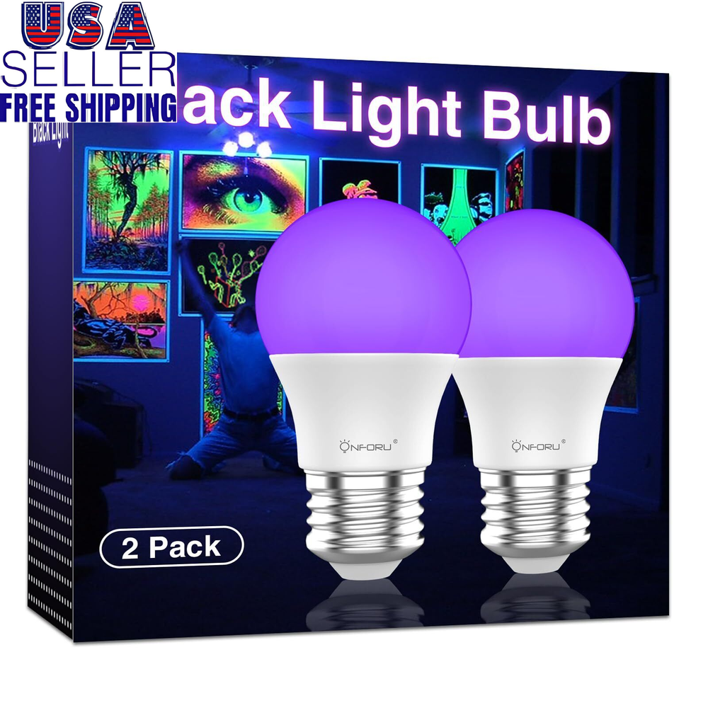 15W LED Black Light Bulbs A19 E26 120W Equivalent Blacklight Bulb for Glow I
