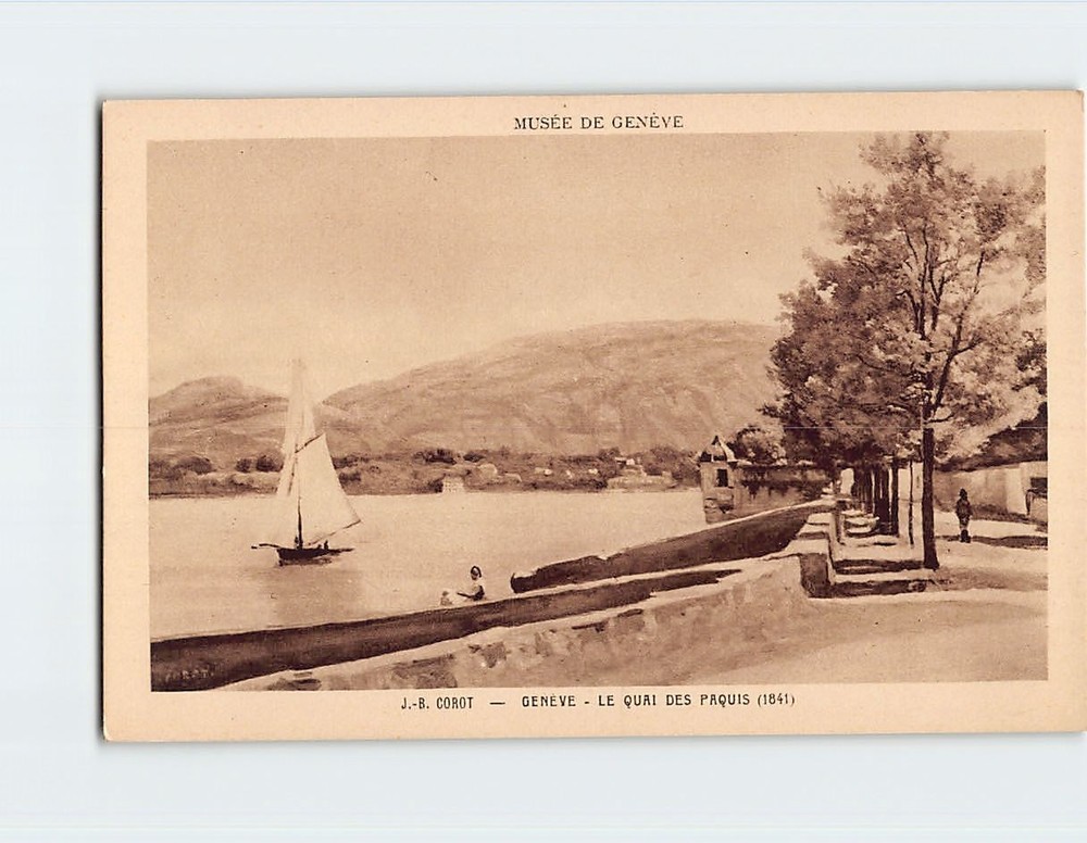 Postcard The Quai des Pâquis, Geneva Painting by Jean-Baptiste-Camille Corot