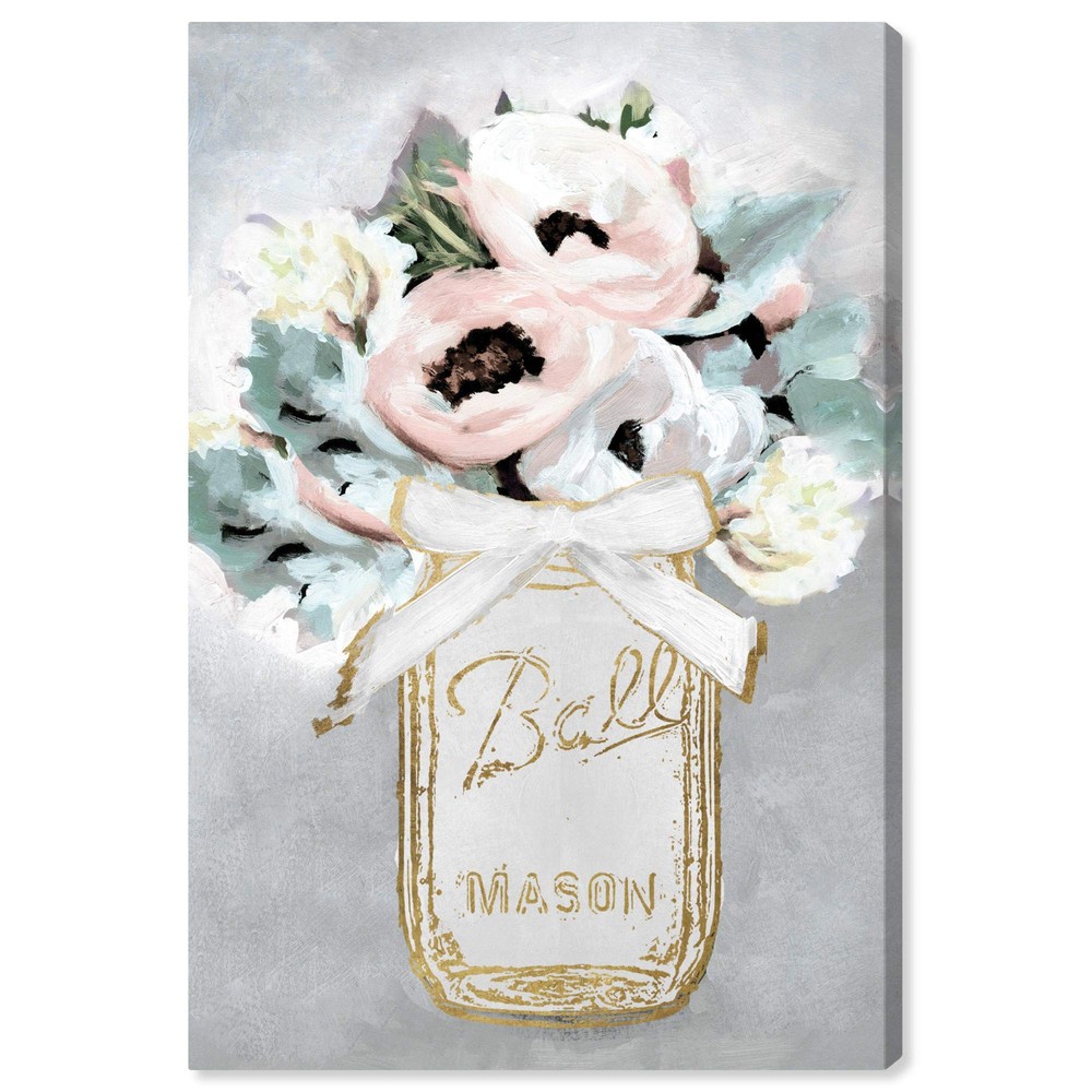 Mason Jar Mora Floral Botanical Wall Art Canvas Print Home Décor 20x30