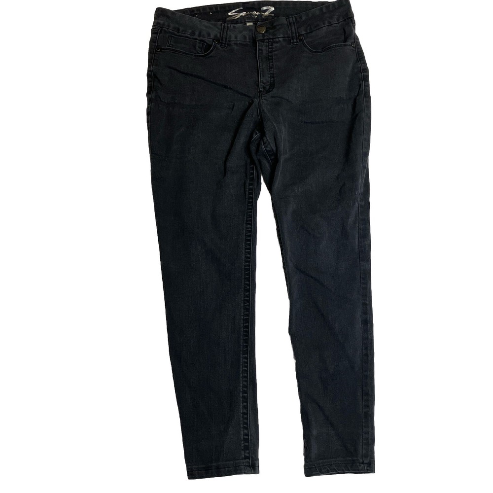 Seven Jeans Womens 16 Black Slim Boot Cut High Rise Stretch Denim 36x28