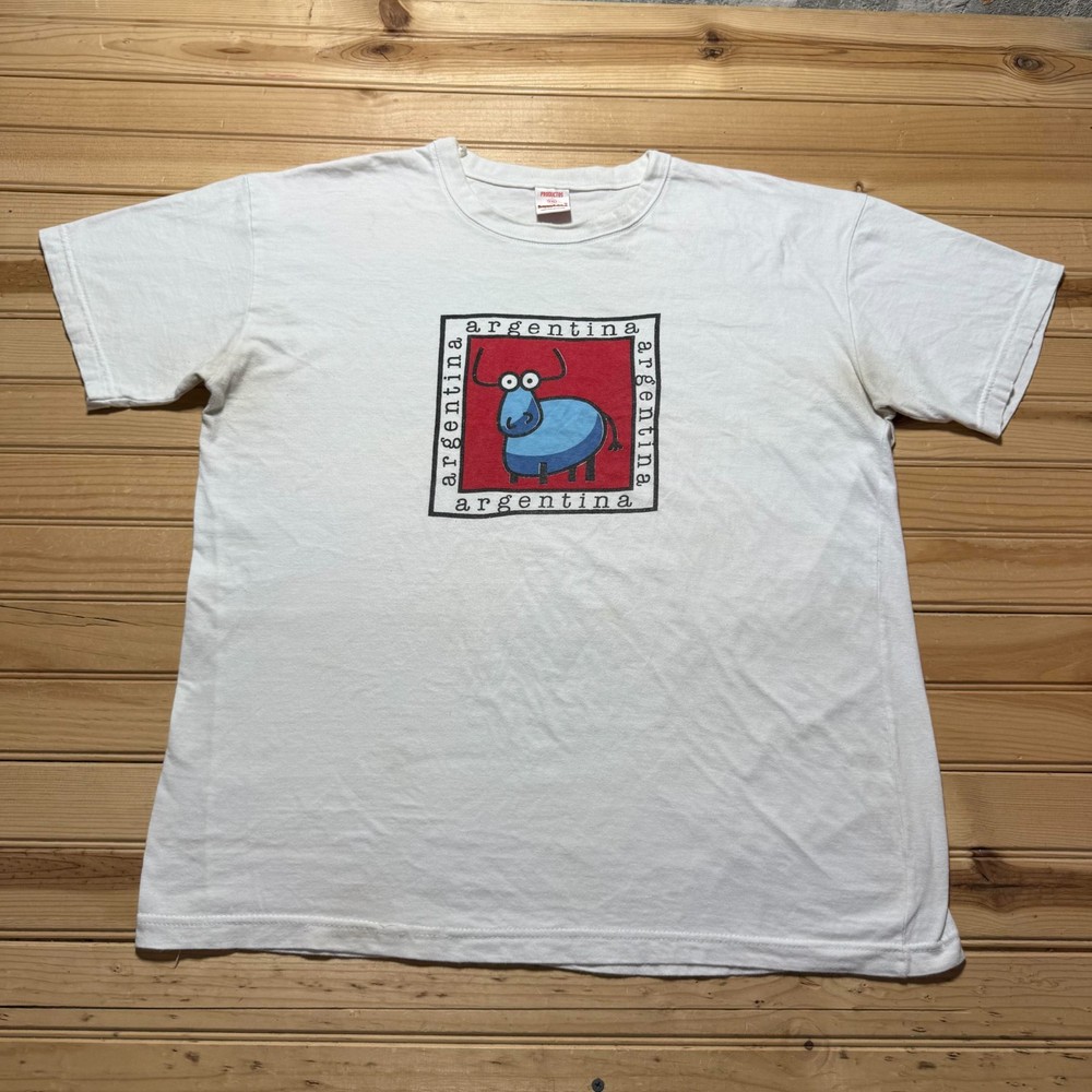 Vintage 80s 90s Happytshirt Argentina Cow Cartoon Graphic T-Shirt Men's Size XXL