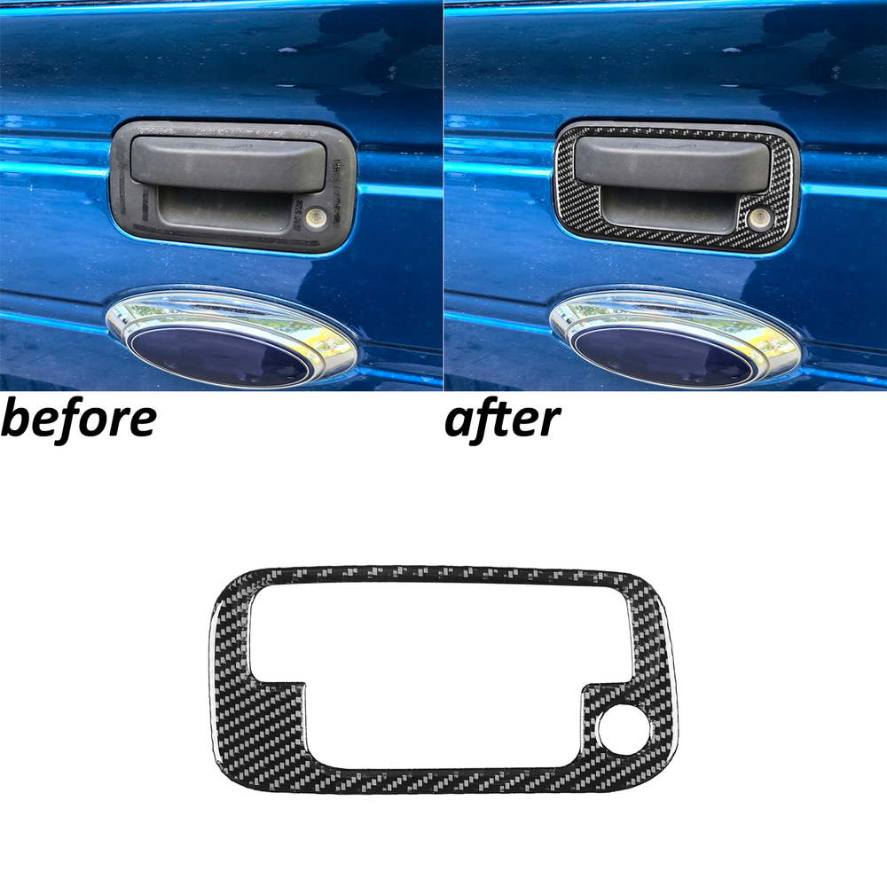 Real Carbon Fiber Rear Trunk Switch Handle Frame Trim For Ford F150 Raptor 09-14