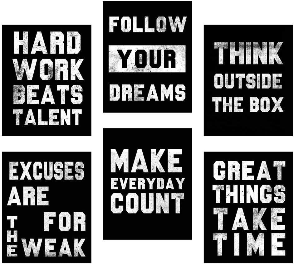 Motivational Wall Art Posters, Positive Office Decor Art Prints, Set of 6, Inspi