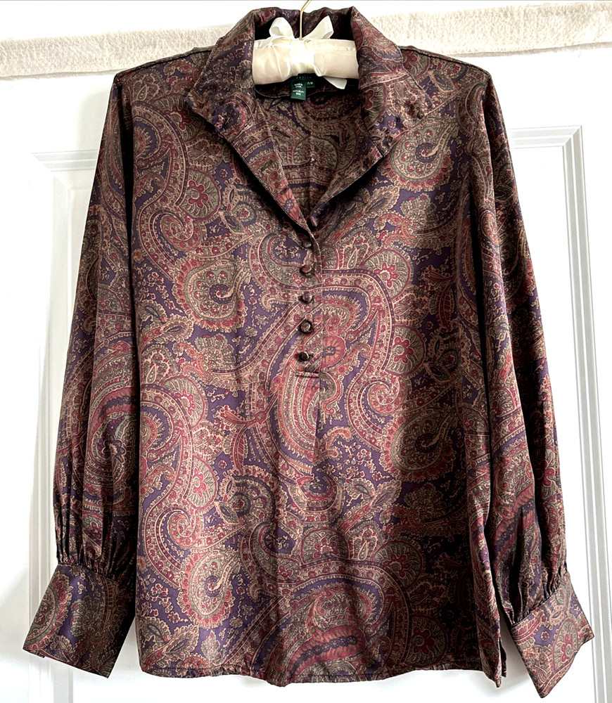 Vintage 100% Silk Blouse Women’s Size M (#D)