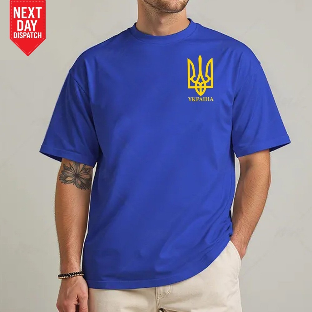 Ukraine Trident Flag Army T Shirt Zelenskyy Emblem Printed Ukrainian Army T Top
