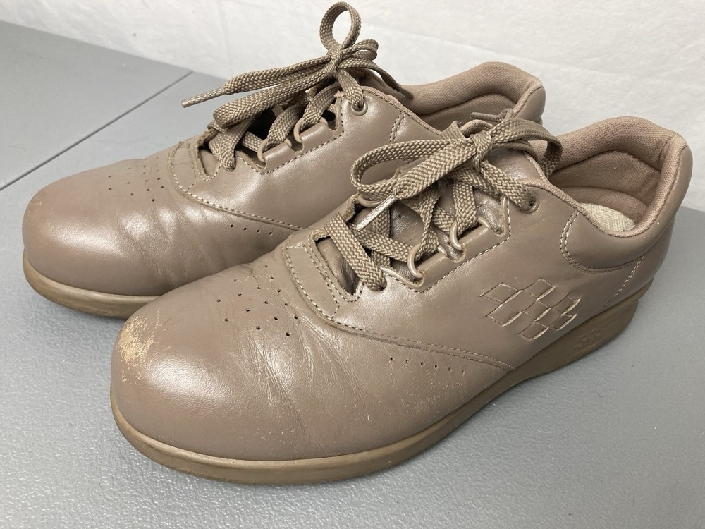 SAS Free Time Women’s Mocha Leather Comfort Walking Shoes Lace Up Orthopedic 7.5
