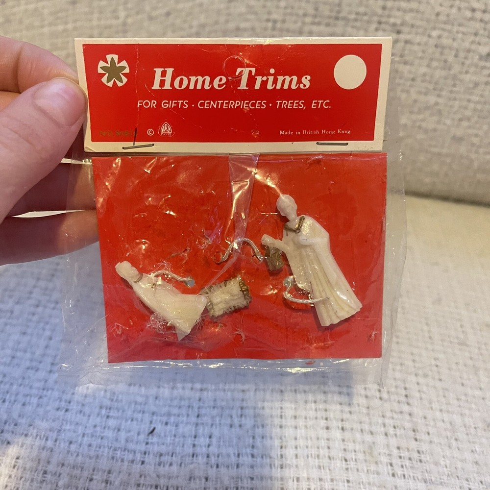 Vintage HOME TRIMS miniature Ornament NATIVITY crafting Diorama Christmas Jesus
