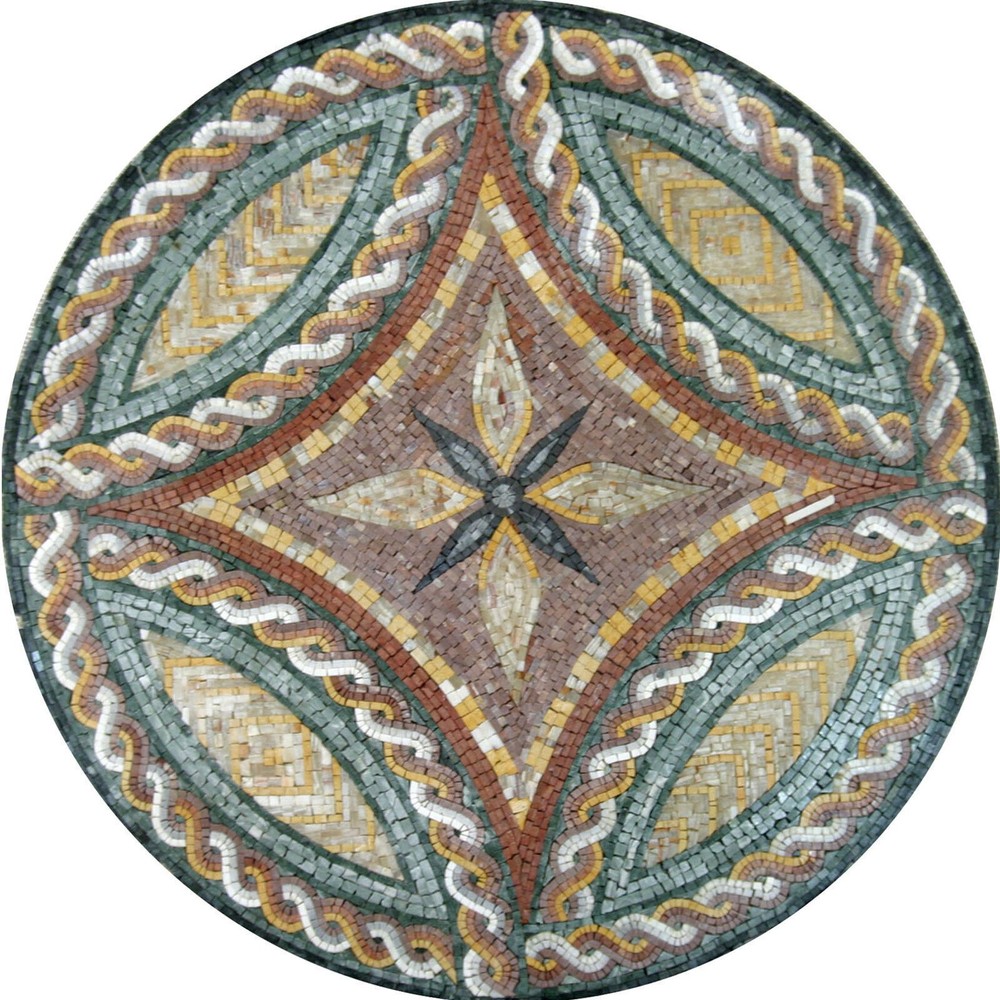 Celtic Lotus Motif Marble Mosaic for Floor and Wall Decor