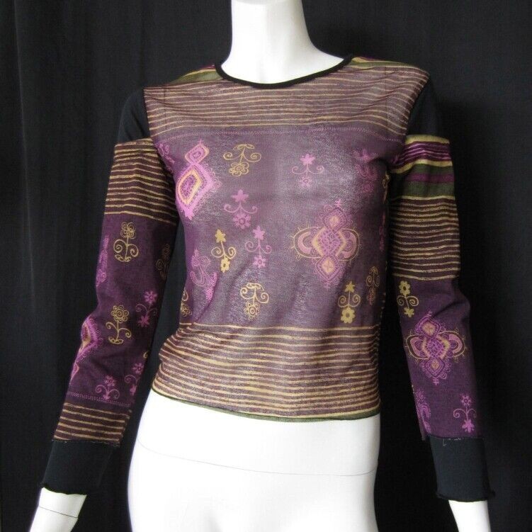 LES ANGES colorful nylon mesh top XS NWoT