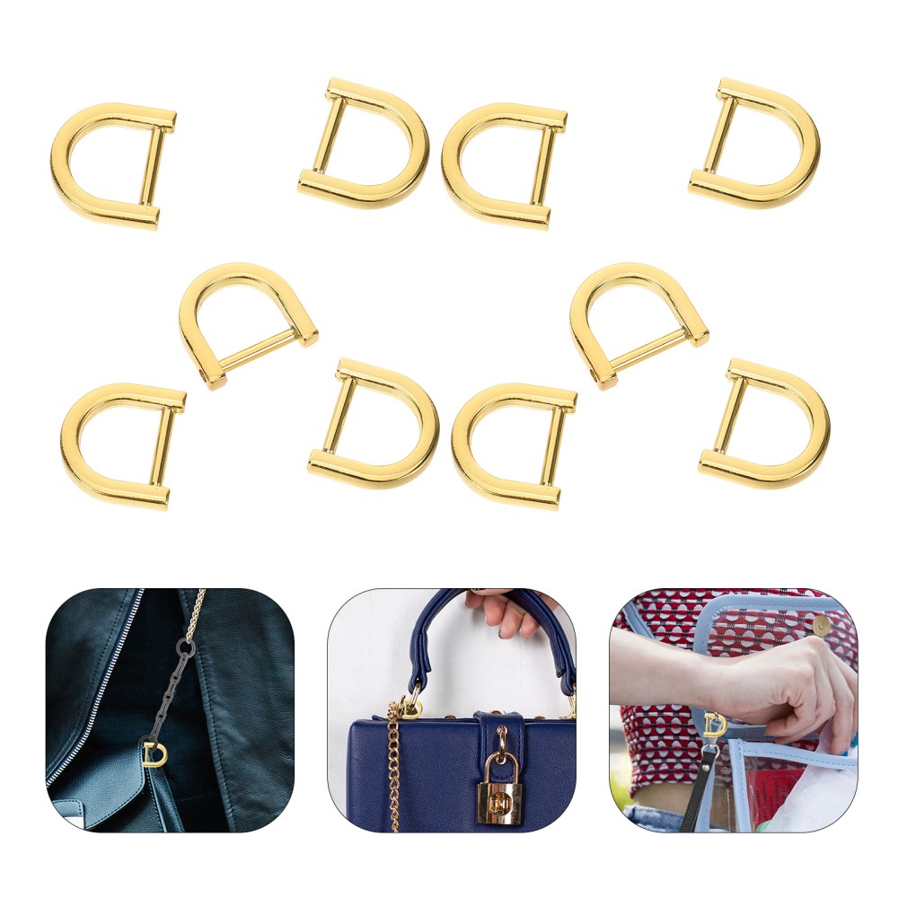 10-Pack Metal D-Ring Buckles for Wallets & Purses