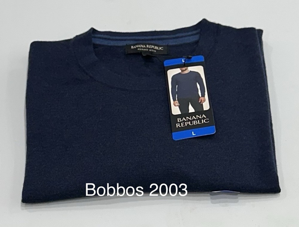 Banana Republic Men’s Merino Wool Crew Neck Sweater, Blue, Size L