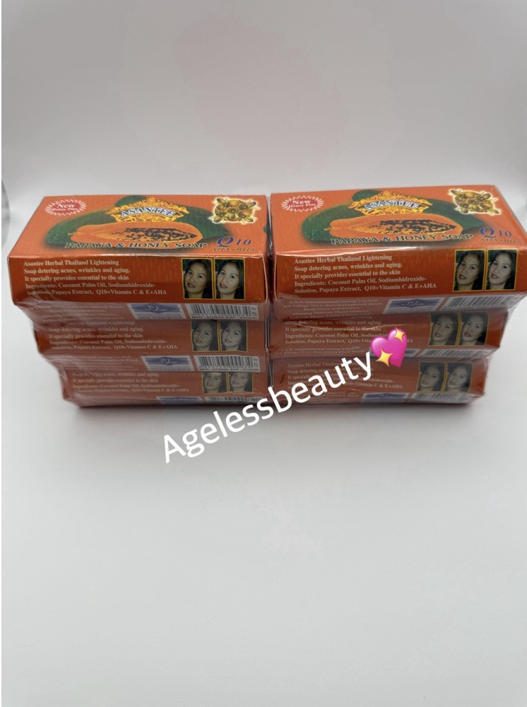 6Bar Asantee Papaya & Honey Face And body Anti Acne Soap 125g