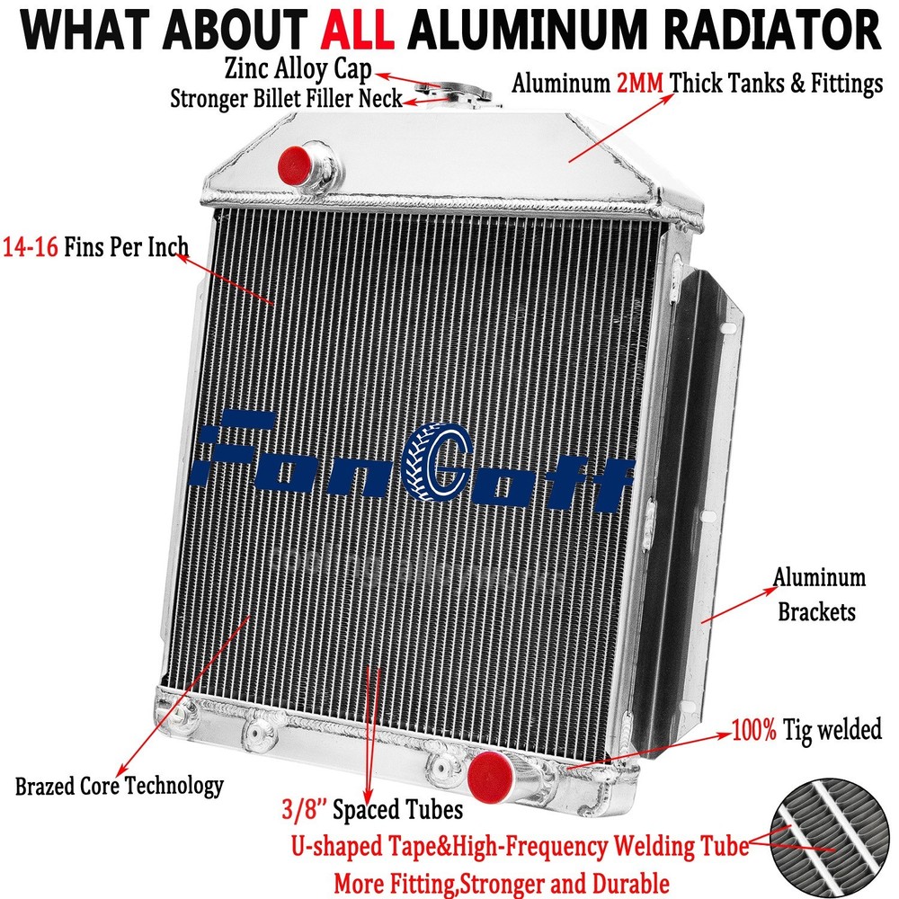 Fit Ford Cars Sedan Club Country Chevy Engine 1949-1953 Aluminum Radiator 3-Rows