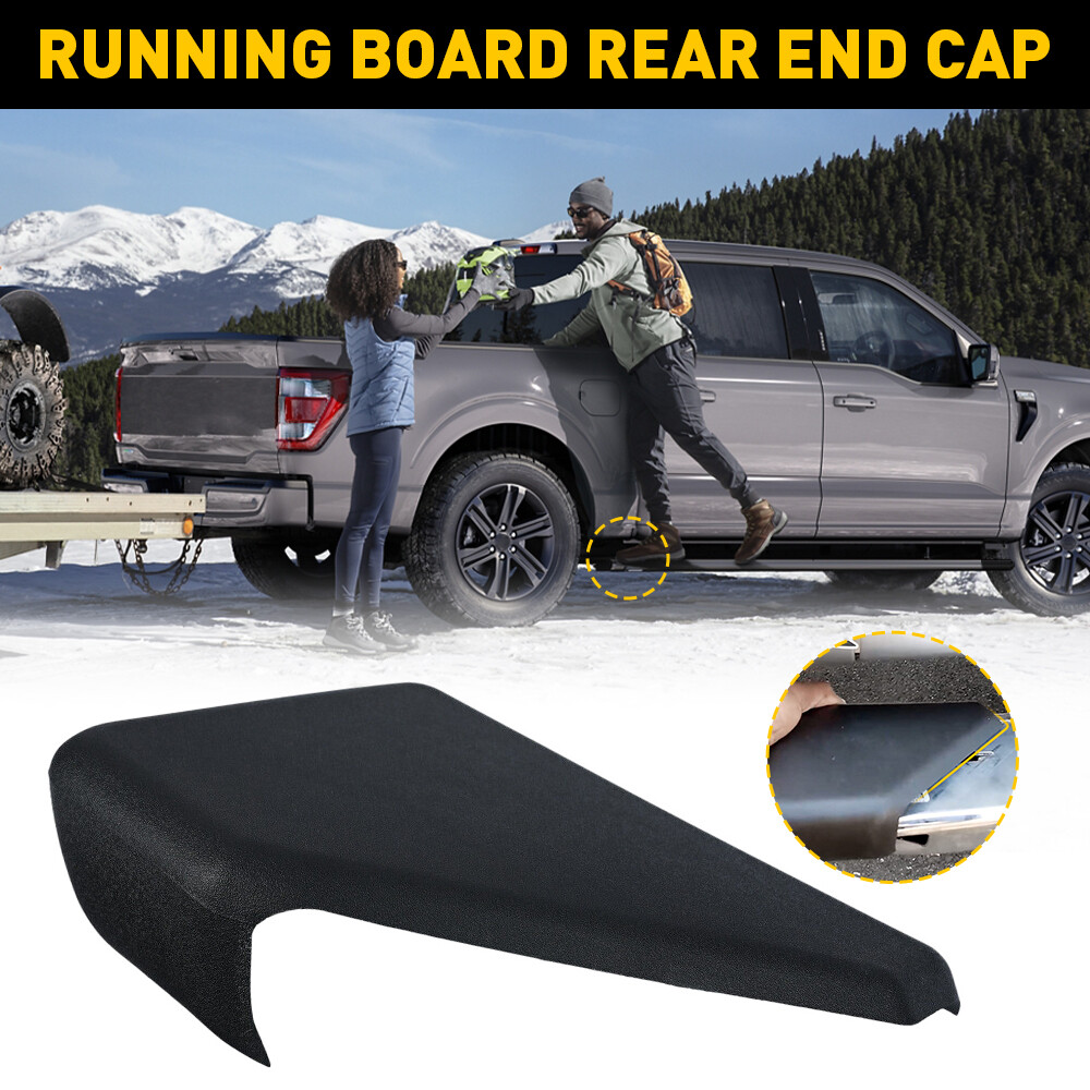 Right Passenger Running Side Board Rear End Cap For 2015-2022 Ford F150 Black